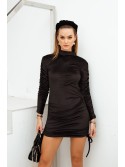 Draped dress with a turtleneck, black 80610 - Online store - Boutique